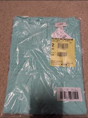 J. Crew Aqua Smocked Knit Short Sleeve Top